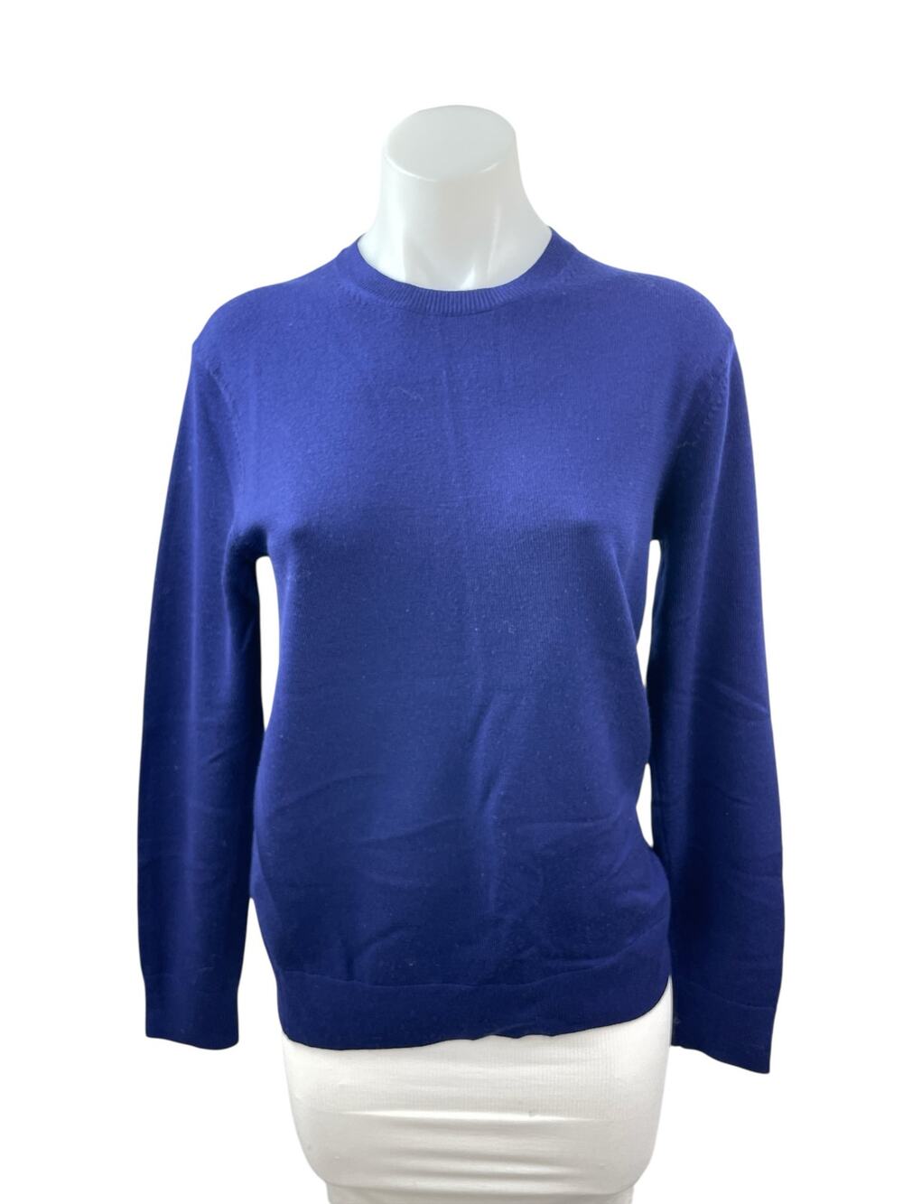 Club Monaco Womens Blue 100% Wool Long Sleeve Crew Neck Knit Sweater Top Size XS
